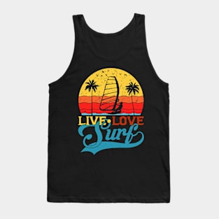 Cool Retro Live Love Surf Tank Top